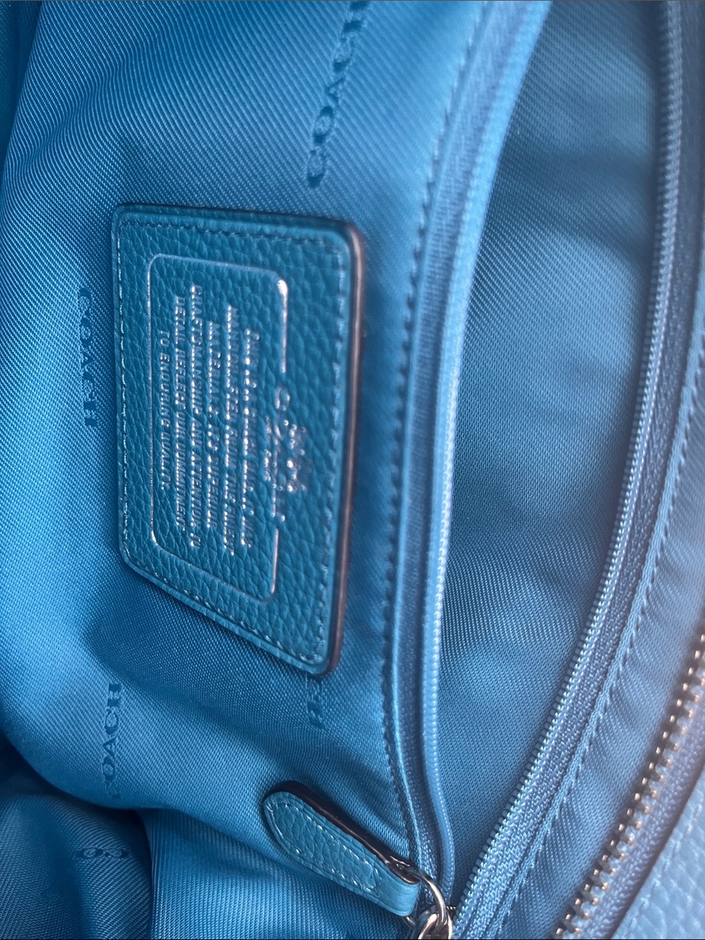 Coach Teal Blue Pebbled Leather Tote - Picture 5 of 6